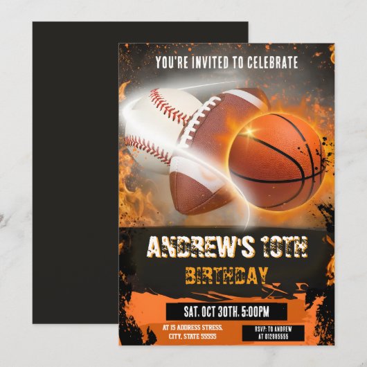 Persoonlijke sport verjaardag afdrukbaar alle spor kaart (Voorkant / Achterkant)