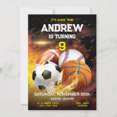 Persoonlijke Sport Verjaardag Afdrukbare uitnodigi Kaart (Voorkant)