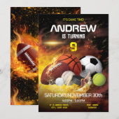 Persoonlijke Sport Verjaardag Afdrukbare uitnodigi Kaart (Voorkant / Achterkant)