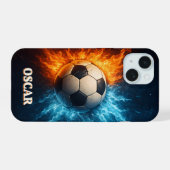 Persoonlijke sport/voetbal iPhone 15 hoesje (Achterkant horizontaal)