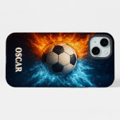 Persoonlijke sport/voetbal iPhone 15 Plus hoesje Case (Achterkant horizontaal)