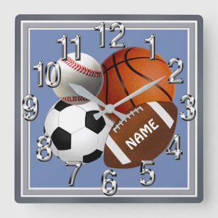 Persoonlijke Sportgerichte klok, Jouw tekst, kleur Vierkante Klok