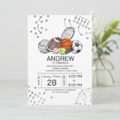 Persoonlijke sportieve verjaardagsuitnodiging voor kaart (Staand voorkant)