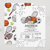 Persoonlijke sportieve verjaardagsuitnodiging voor kaart (Voorkant / Achterkant)