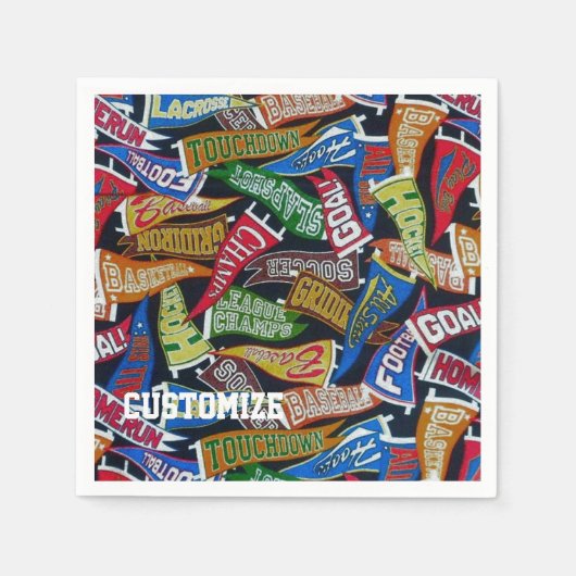 Persoonlijke Sports Fan Pennant Pattern Napkins Servetten (Voorkant)