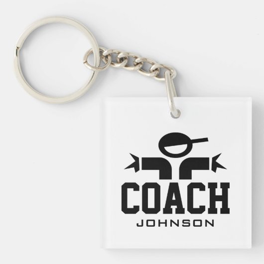 Persoonlijke sportteam coach sleutelhanger cadeau (voorkant)