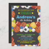 Persoonlijke sportverjaardag voor kind Uitnodiging (Voorkant / Achterkant)