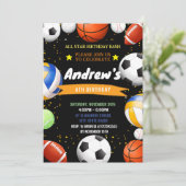 Persoonlijke sportverjaardag voor kind Uitnodiging (Staand voorkant)