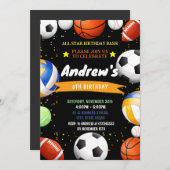 Persoonlijke sportverjaardag voor kind Uitnodiging (Voorkant / Achterkant)