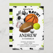 Persoonlijke sportverjaardag voor kind Uitnodiging (Voorkant / Achterkant)