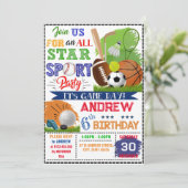 Persoonlijke sportverjaardag voor kind Uitnodiging (Staand voorkant)