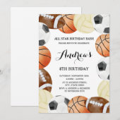 Persoonlijke sportverjaardag voor kind Uitnodiging (Voorkant / Achterkant)