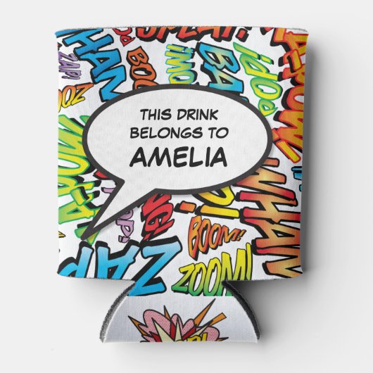 Persoonlijke spraakballon Grappig modern kleurrijk Blikjeskoeler (Voorkant)