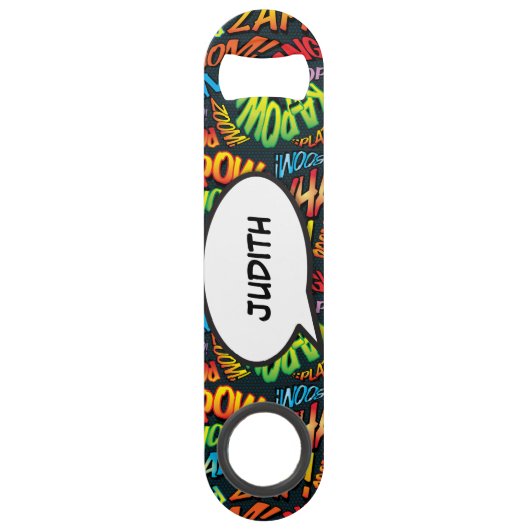 Persoonlijke spraakballon leuk retro stripboek speed flessenopener (Achterkant)