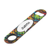 Persoonlijke spraakballon leuk retro stripboek speed flessenopener (Achterkant Gekanteld)