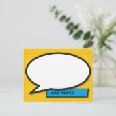 Persoonlijke spraakballon leuk stripboek briefkaart (Staand voorkant)