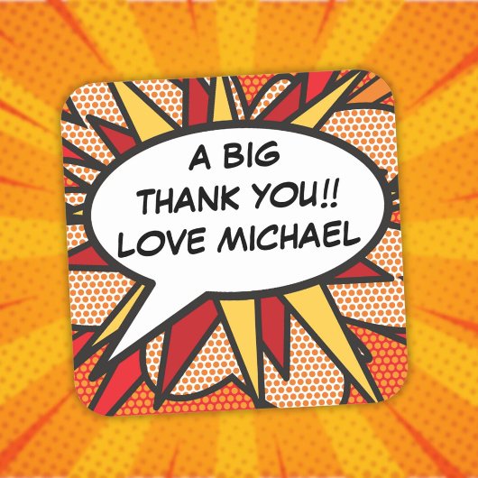 Persoonlijke spraakballon Leuke moderne stripboek Vierkante Sticker