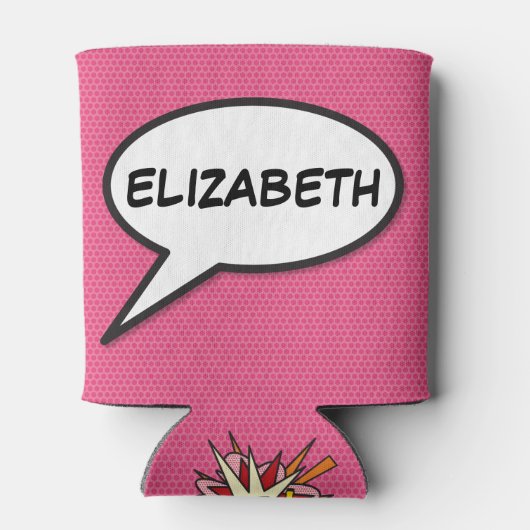 Persoonlijke spraakballon Roze Fun Modern Blikjeskoeler (Achterkant)
