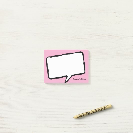 Persoonlijke spraakballon roze Post-it® notities Notes (Op bureau)