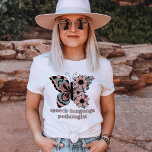 Persoonlijke spraakpatholoog Butterfly T-shirt<br><div class="desc">Dit shirt is perfect voor iedereen die graag mensen helpt om beter te spreken en te communiceren. Het shirt van de spraaktaalpatholoog (SLP) is ook geweldig als geschenk voor iemand die een spraaktherapeut of een taaltherapeut is. Dit shirt is de perfecte manier om je steun te shows voor degenen die...</div>