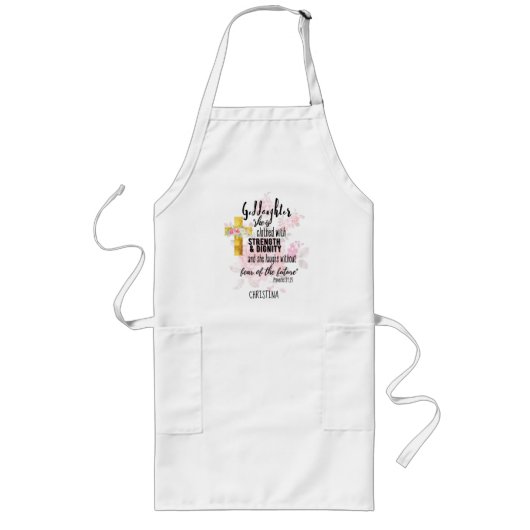 Persoonlijke spreuk als cadeau voor tiener peetdoc lang schort (Voorkant)