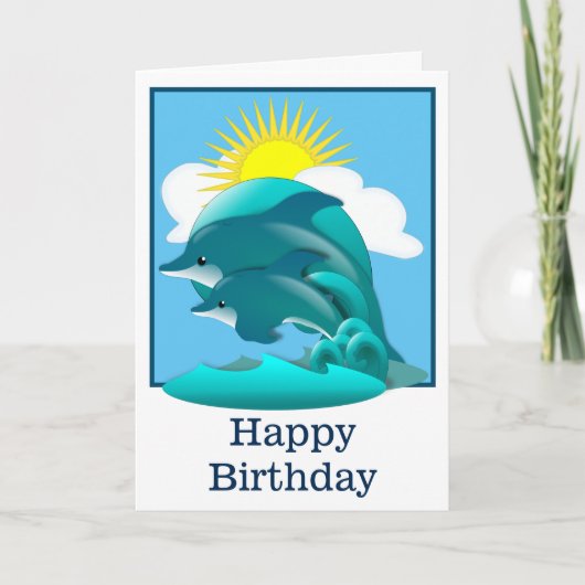 Persoonlijke springende blauwe dolfijnen kaart (Voorkant)
