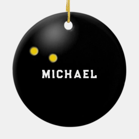 persoonlijke squash-speler, ingebouwd keramisch ornament (Achterkant)