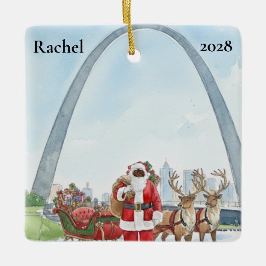 Persoonlijke St Louis Kerstman Keramisch Ornament (Voorkant)