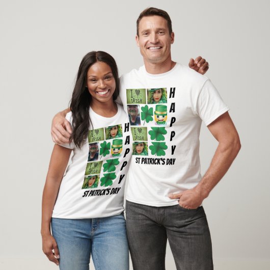 Persoonlijke St Patrick's Day 9 Foto Collage T-shirt (Unisex)