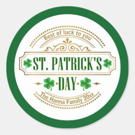 Persoonlijke St. Patrick's Day I Geluk van de Iere Ronde Sticker