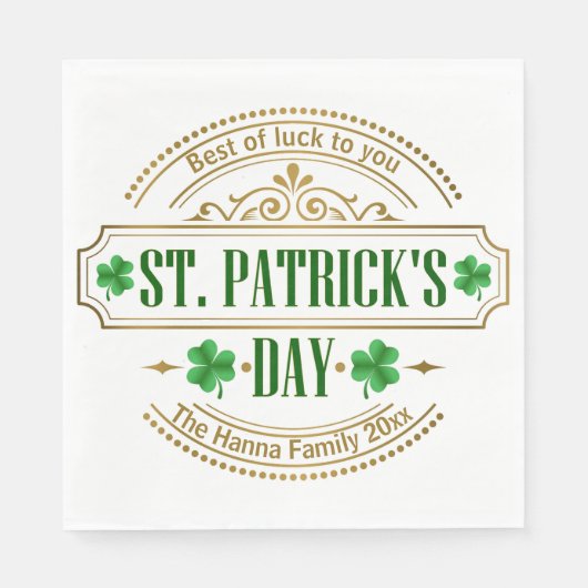 Persoonlijke St. Patrick's Day I Geluk van de Iere Servet (Voorkant)