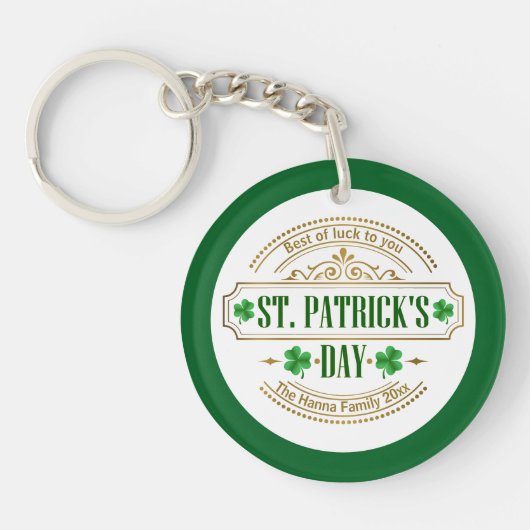 Persoonlijke St. Patrick's Day I Geluk van de Iere Sleutelhanger (Voorkant)