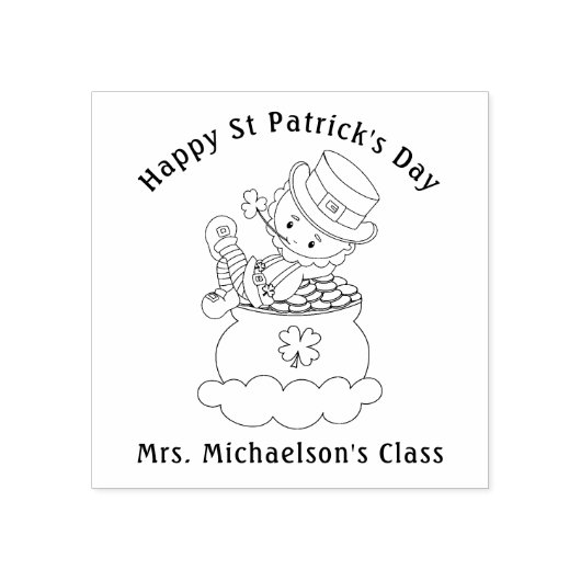 Persoonlijke St. Patrick's Day Ierse Leprechaun Rubberstempel (Afrduk)