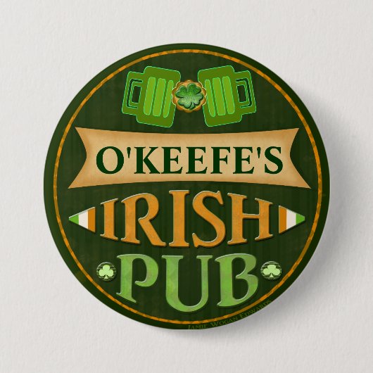 Persoonlijke St. Patrick's Day Irish Pub Button (Voorkant)