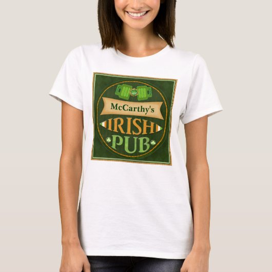 Persoonlijke St. Patrick's Day Irish Pub T-Shirt (Voorkant)