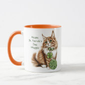 Persoonlijke St. Patrick's Day-langharige kattenmo Mok (Links)
