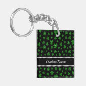 Persoonlijke St. Patrick's Day Shamrock met Parel Sleutelhanger (Voorkant Links)