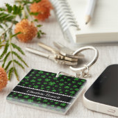 Persoonlijke St. Patrick's Day Shamrock met Parel Sleutelhanger (Voorkant Rechts)