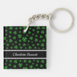 Persoonlijke St. Patrick's Day Shamrock met Parel Sleutelhanger