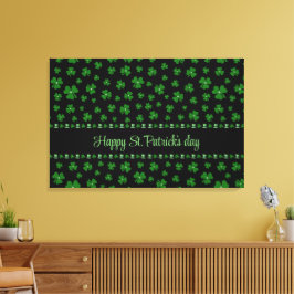 Persoonlijke St. Patrick's Day Shamrock op zwart Canvas Afdruk