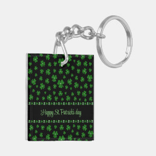 Persoonlijke St. Patrick's Day Shamrock op Zwart Sleutelhanger