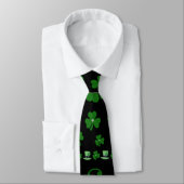 Persoonlijke St. Patrick's Day Shamrock op Zwart Stropdas (Gebonden)