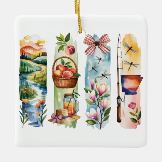 Persoonlijke Staat Aquarel Kerst Ornament – (Voorkant)