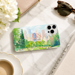 Persoonlijke stadspark skyline monogram iPhone 15 pro max hoesje
