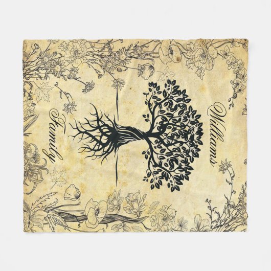 Persoonlijke stamboom fleece deken (Voorkant (Horizontaal))