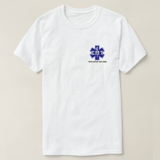 Persoonlijke Star of Life White EMS, EMT T T-Shirt (Design voorkant)