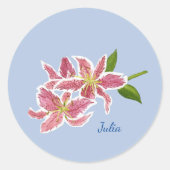 Persoonlijke Stargazer Lily Ronde Sticker (Voorkant)