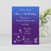 Persoonlijke Steenbok Zodiac Feest Uitnodiging (Staand voorkant)