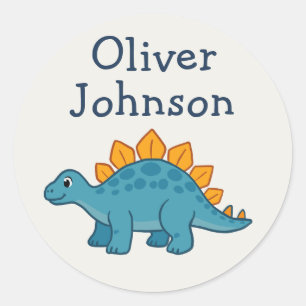 Persoonlijke Stegosaurus Cute Dinosaur Naam Kinder Ronde Sticker