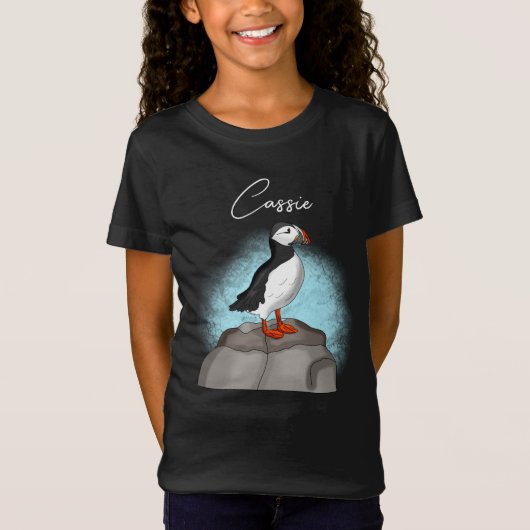 Persoonlijke stekelhand getrokken Puffin T-shirt (Voorkant)